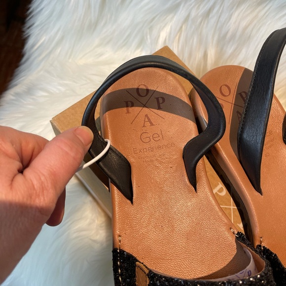 Menorquinas glitter peep toe leather black sandal - Picture 6 of 6